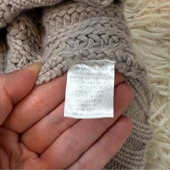 Umgee USA Sweater Cowl Neck Chunky Knit Pullover Baggy turtle neck size M taupe - Picture 6 of 6